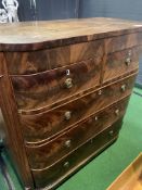 Flame mahogany veneer Victorian bow fronted chest.