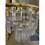 Brass crystal drop chandelier together with two others