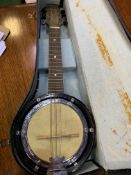 G Houghton & Sons of Birmingham 8 string Banjo Mandolin model XXS, in original hard case.