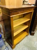 Mahogany open bookcase with two shelves