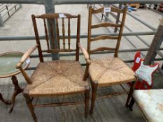 Two chairs; wine table; display stand and a folding cake stand.