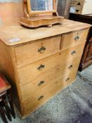 Pine chest of two over three graduated drawers