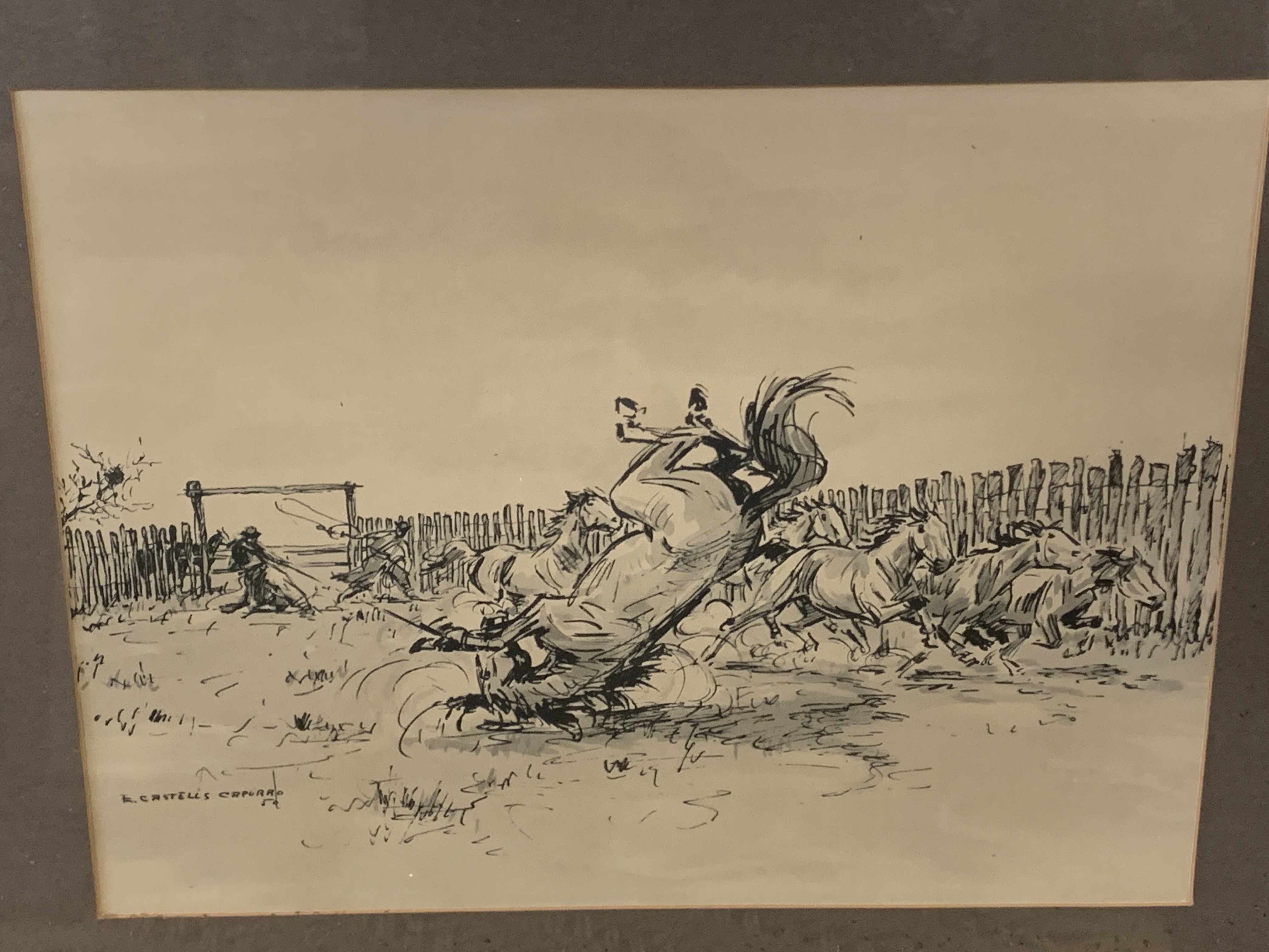 Six prints by E. Castells Capurro of scenes of Gauchos, and three other prints - Image 3 of 9