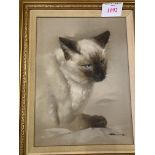 Five various paintings and prints of cats