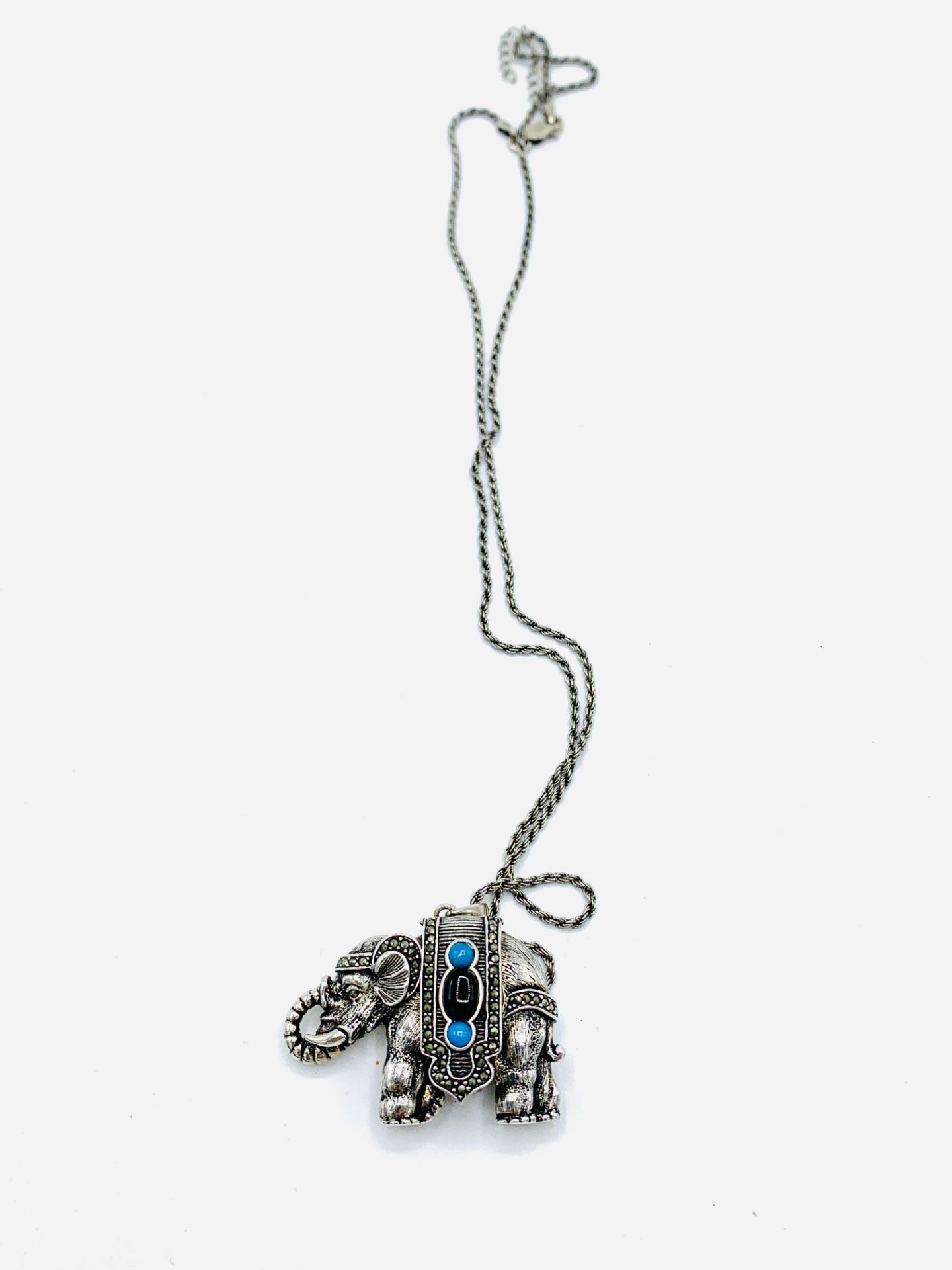 Sterling silver elephant watch pendant on a 925 silver chain - Image 3 of 3