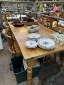 Pine table and four Windsor style chairs