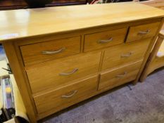 Oak chest of three above two x two drawers