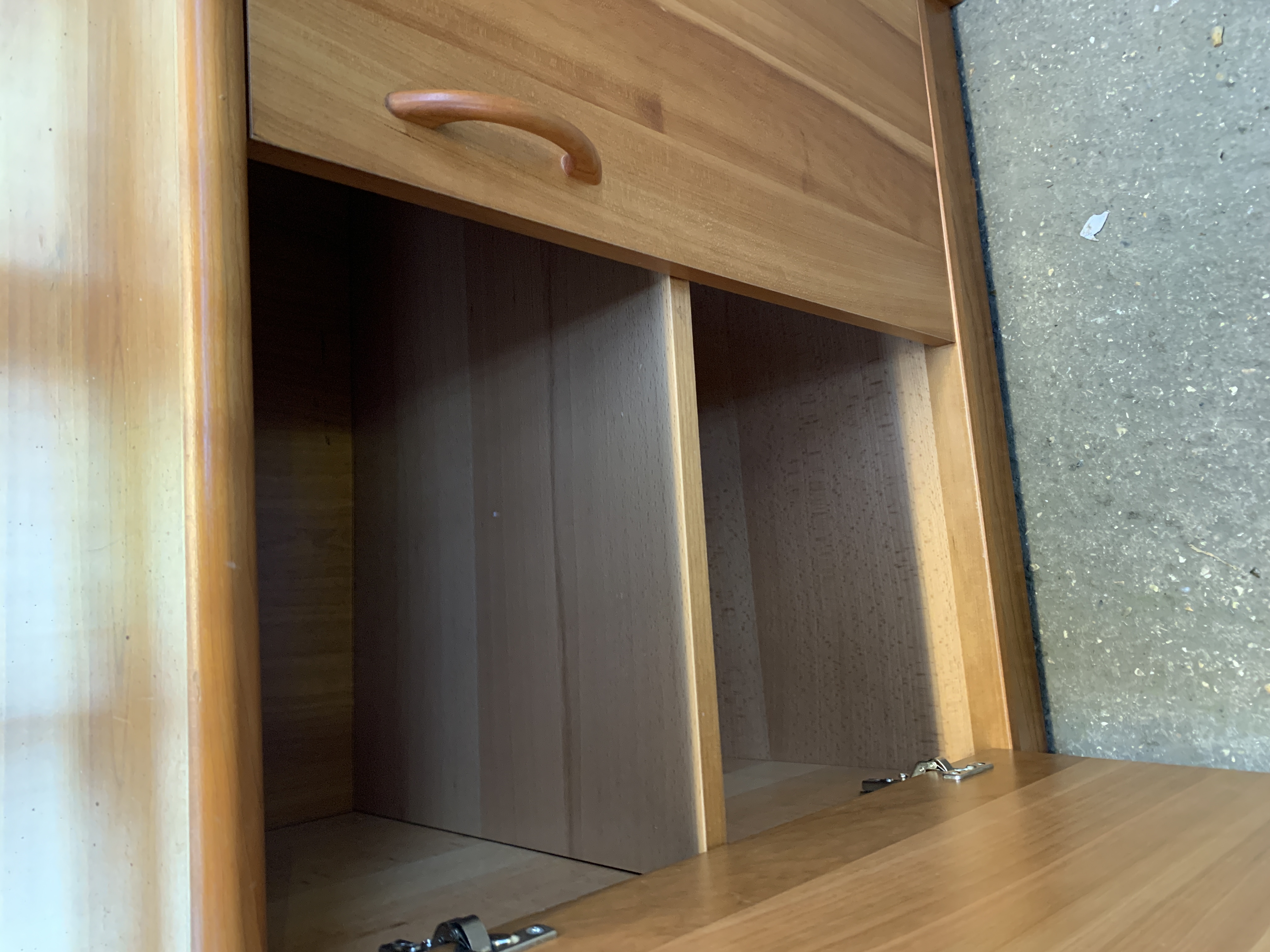 Corner workstation made in Denmark in laminated wood with cupboard to side - Image 5 of 5