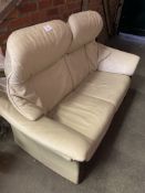 Fjords cream coloured leather suite of 2 seat sofa and armchair