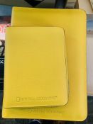 Yellow leather National Geographic A5 and A4 notepad holders, new in box.