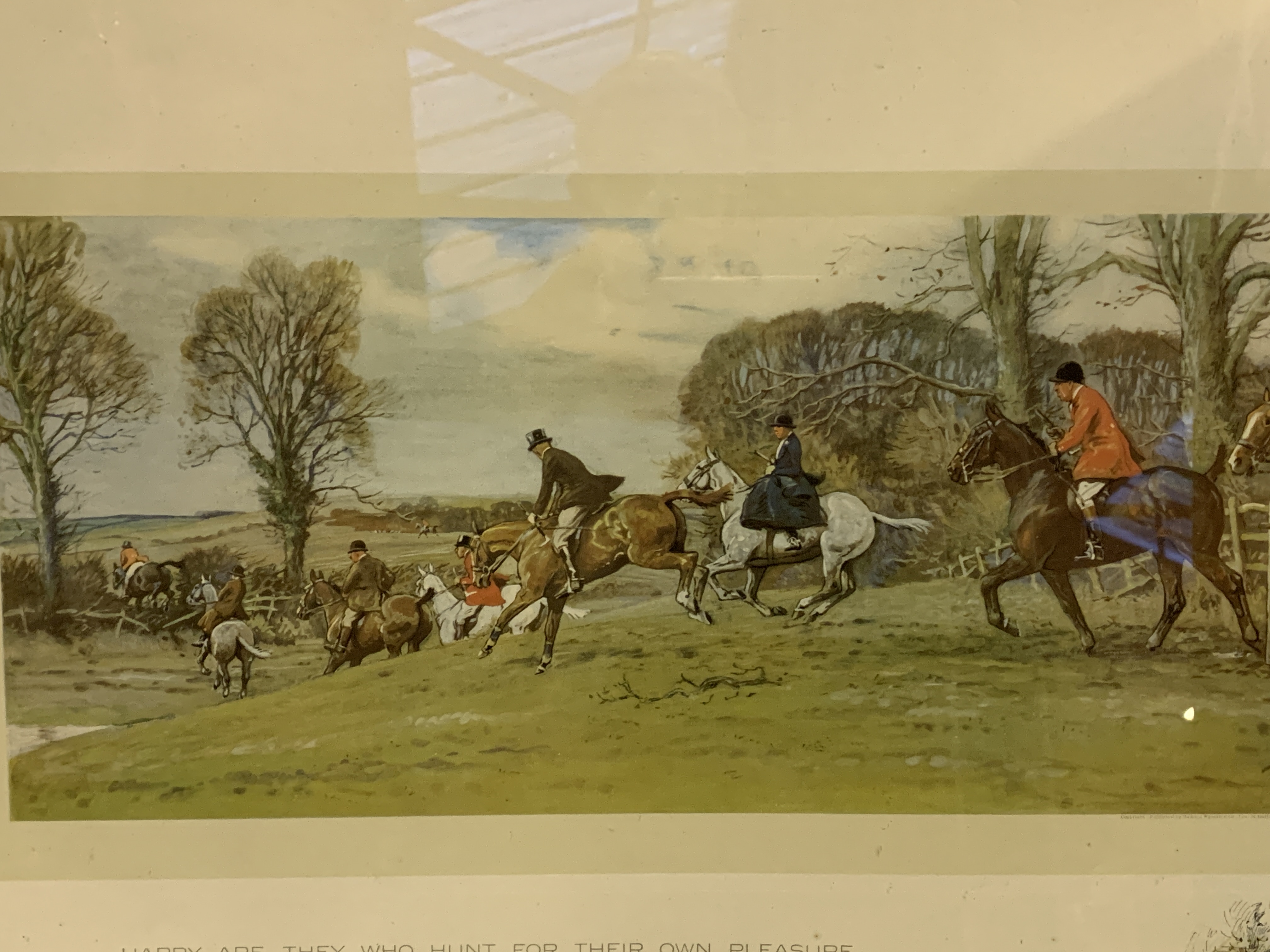 Two Hunting prints, two Snaffles prints and other paintings
