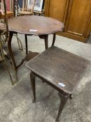 Mahogany shaped edged display table and a mahogany occasional table