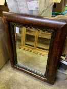 Stained wood framed bevelled edge wall mirror