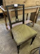 Gilt decorated bedroom chair, and a plant stand