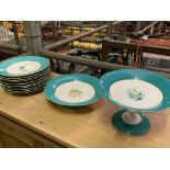 12 pieces of blue hand painted and floral Copeland china.