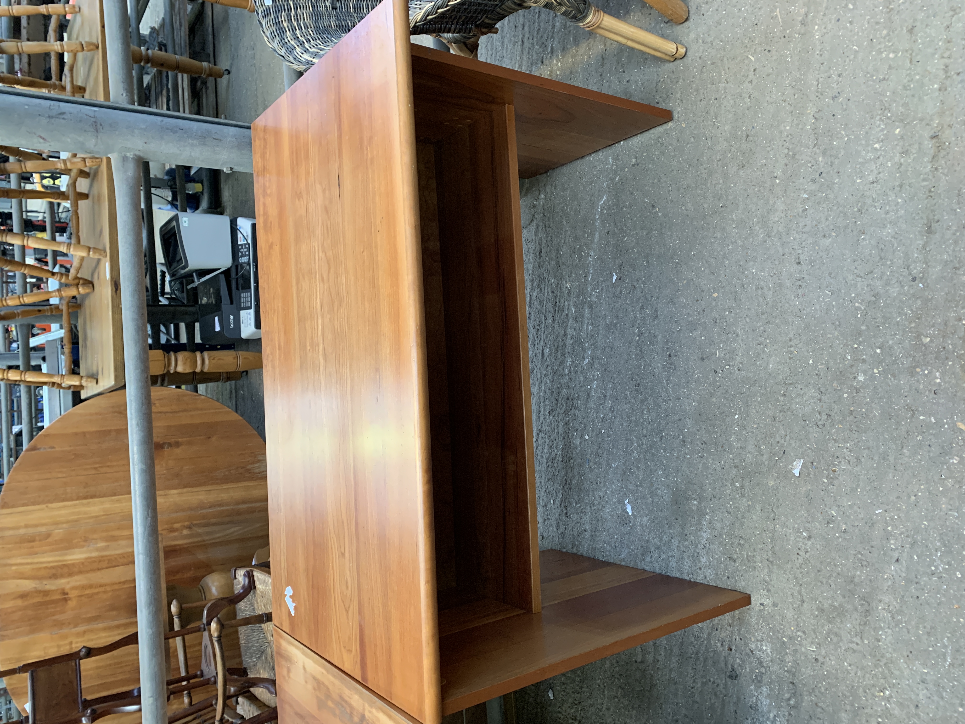 Corner workstation made in Denmark in laminated wood with cupboard to side - Image 4 of 5