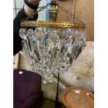 Pair of brass and glass drop ceiling lights