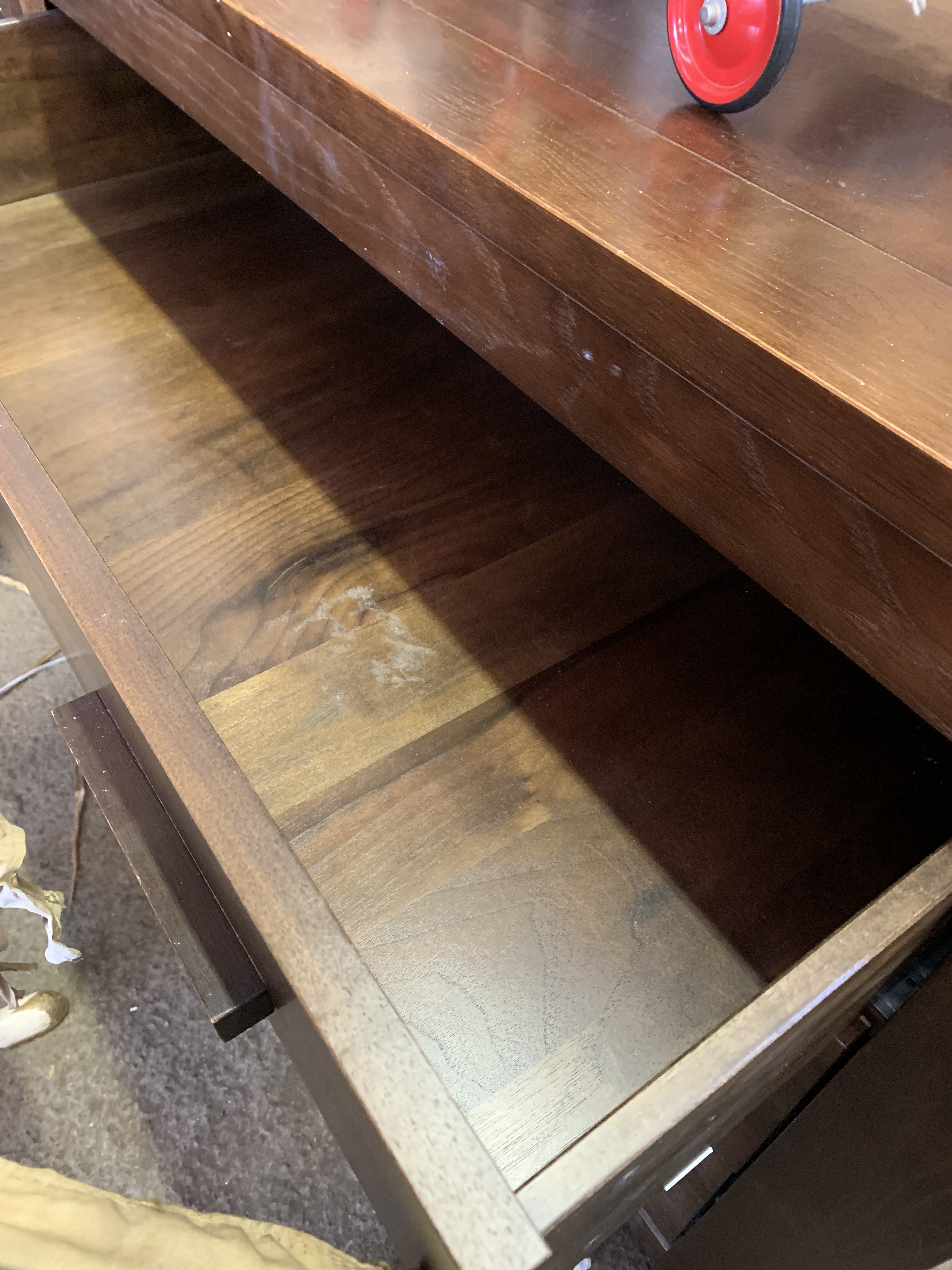 Stained laminate chest of three drawers. - Image 3 of 3