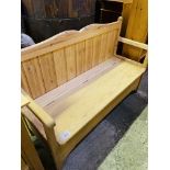 Pine bench with lifting seat