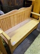 Pine bench with lifting seat