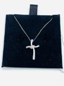 9ct white gold and CZ cross pendant on a 9ct white gold chain