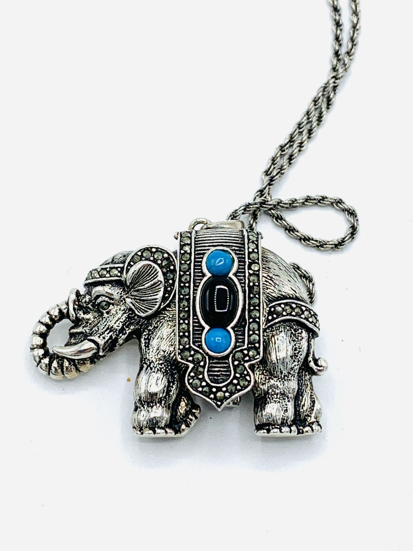 Sterling silver elephant watch pendant on a 925 silver chain