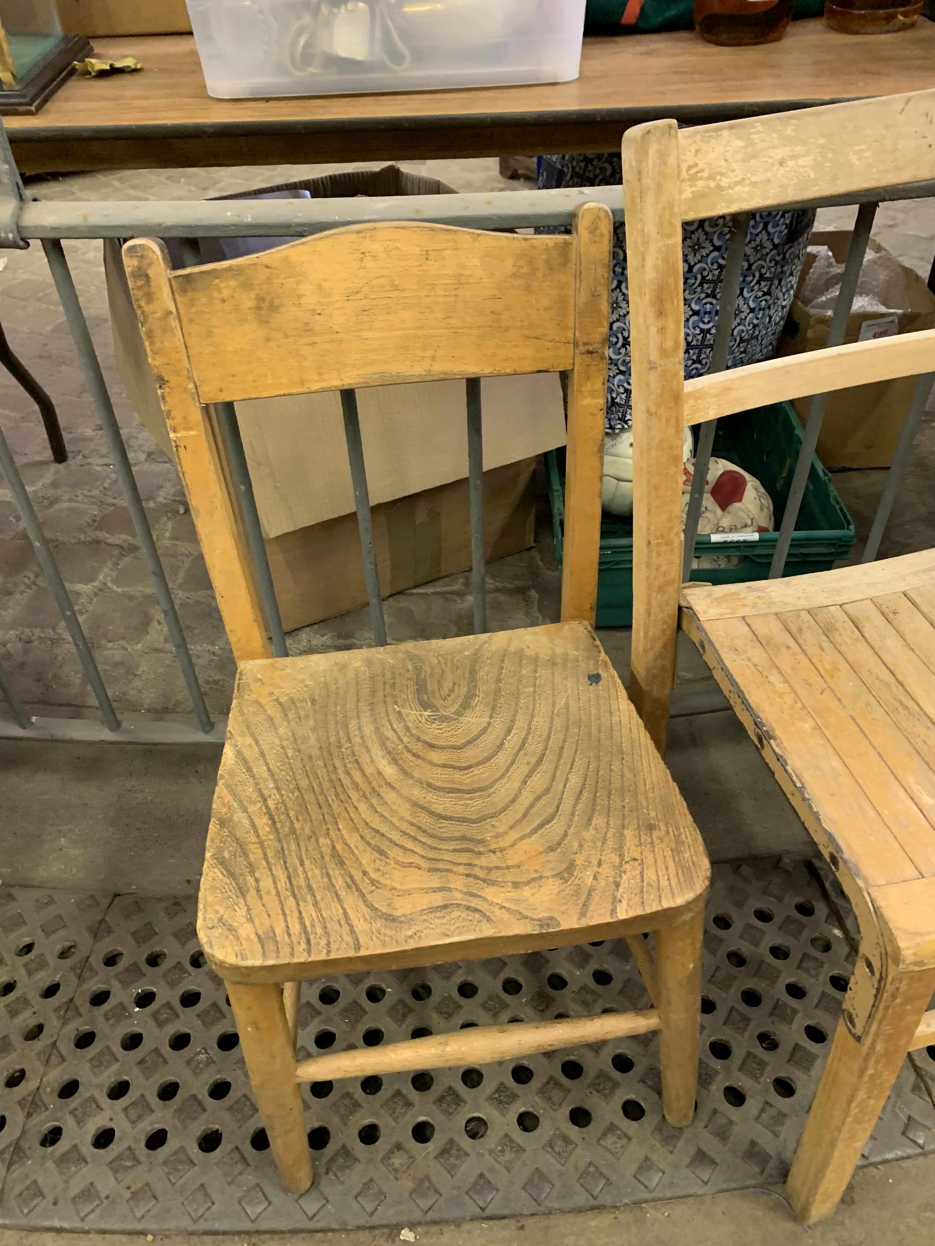 Three small wooden chairs together with foot stirrup water pump with hose. This item carries VAT. - Image 3 of 5