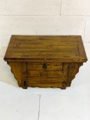 Varnished hardwood low decorative table