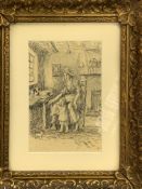 18th Century copper engraving, late 19th Century pen and ink sketch, and a lithograph