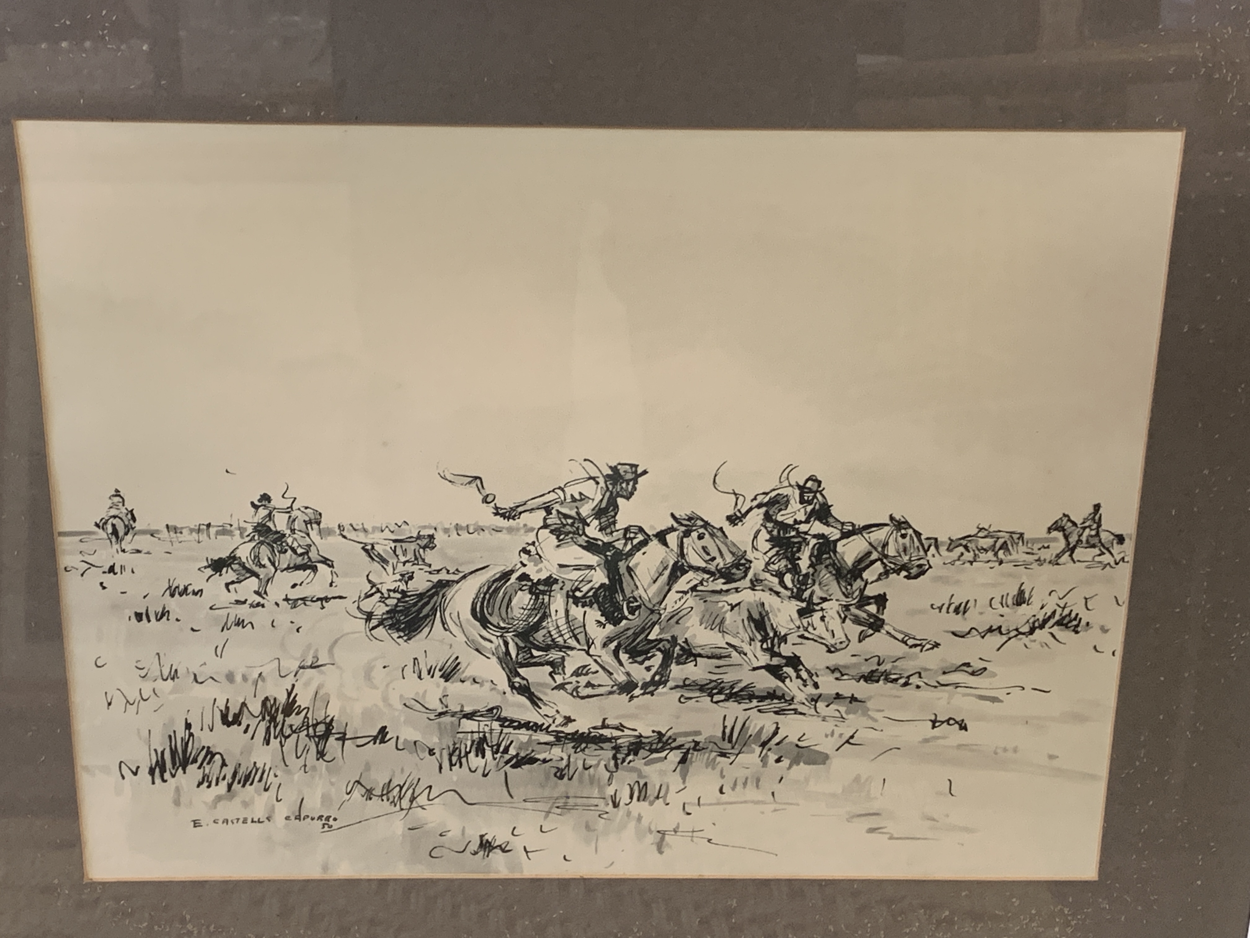 Six prints by E. Castells Capurro of scenes of Gauchos, and three other prints - Image 2 of 9