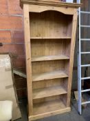 Pine open bookcase with four shelves