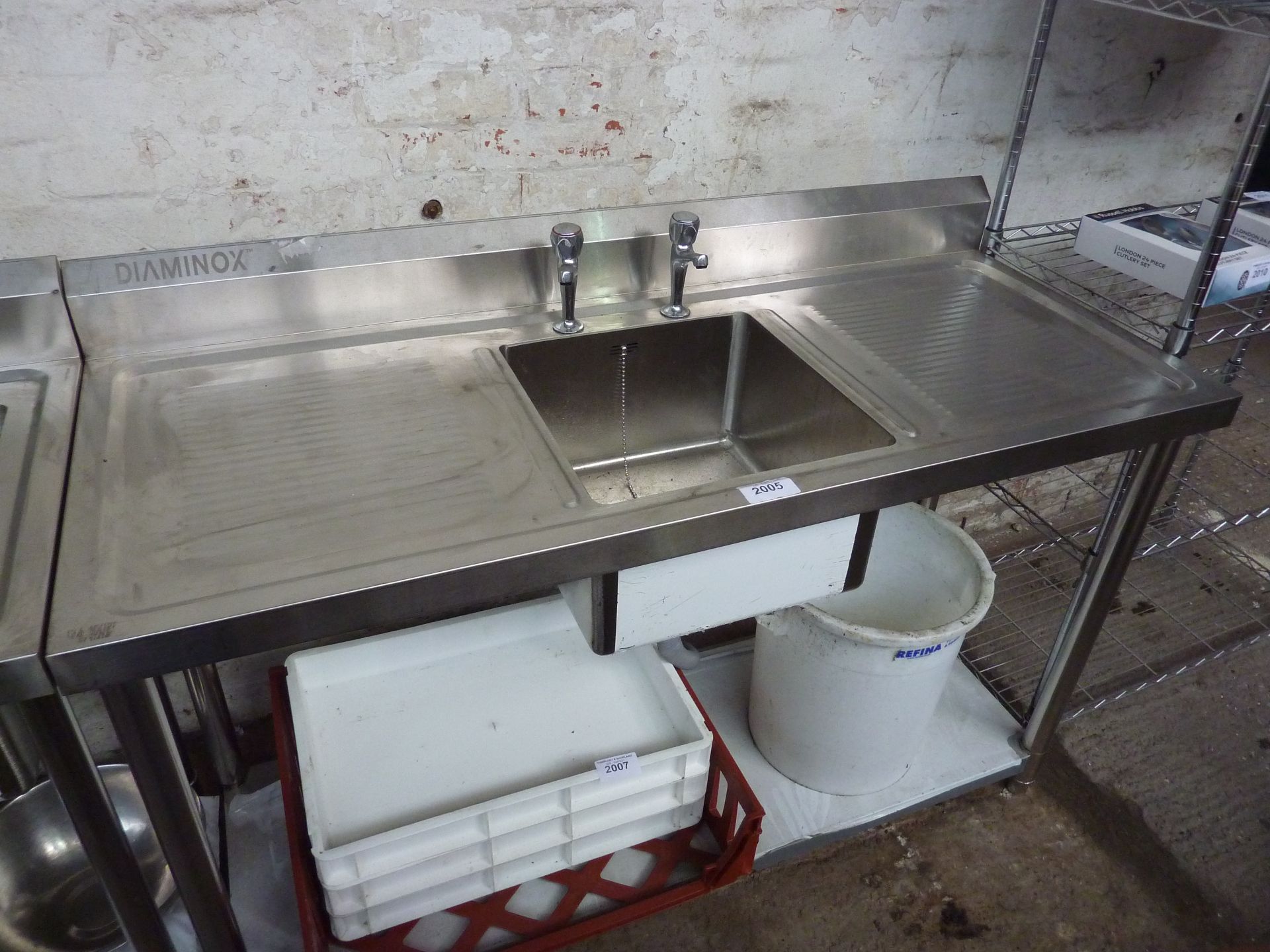 New Diaminox single bowl, double drainer sink with taps