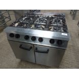 Falcon natural gas Dominator six burner commercial stainless steel range.