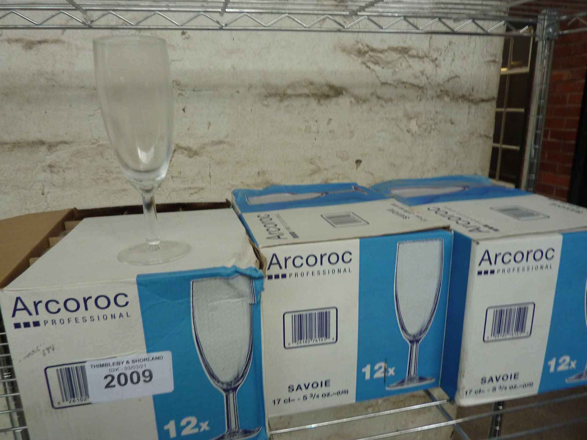 Thirty six Arcoroc wine glasses