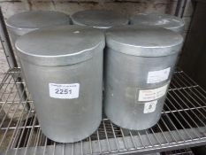 Five aluminium ingredient containers with lids