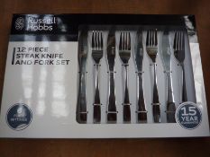 Twelve piece Russell Hobbs Steak knife and fork set.