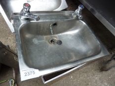 Stainless steel hand sink with taps