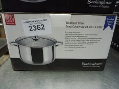 Buckingham stainless steel deep casserole pot 6L, 24cms