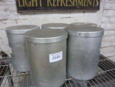 Five aluminium ingredient containers with lids