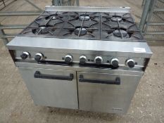 Falcon natural gas Dominator six burner commercial stainless steel range.