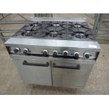 Falcon natural gas Dominator six burner commercial stainless steel range.