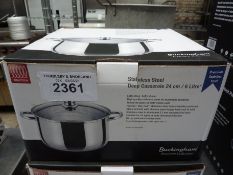 Buckingham stainless steel deep casserole pot 6L, 24cms