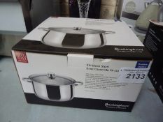 New stainless steel Buckingham deep casserole pot, 6ltr, 24cms