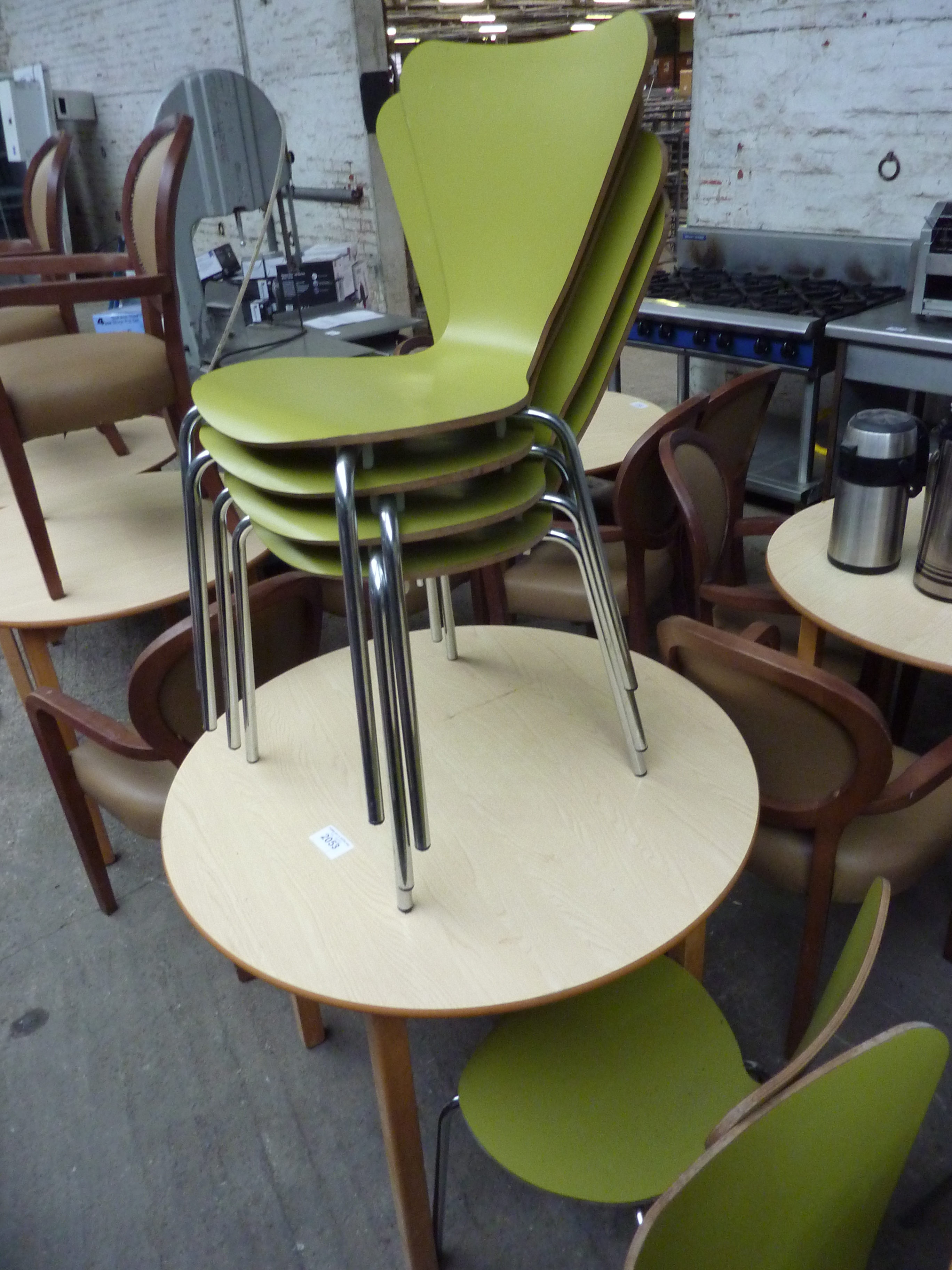 Wooden table with 5 wooden chairs