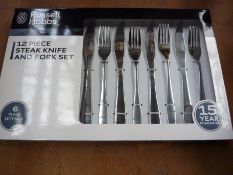 Twelve piece Russell Hobbs Steak knife and fork set.