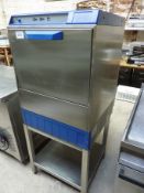 Mini wash commercial stainless steel dishwasher on stand, single phase