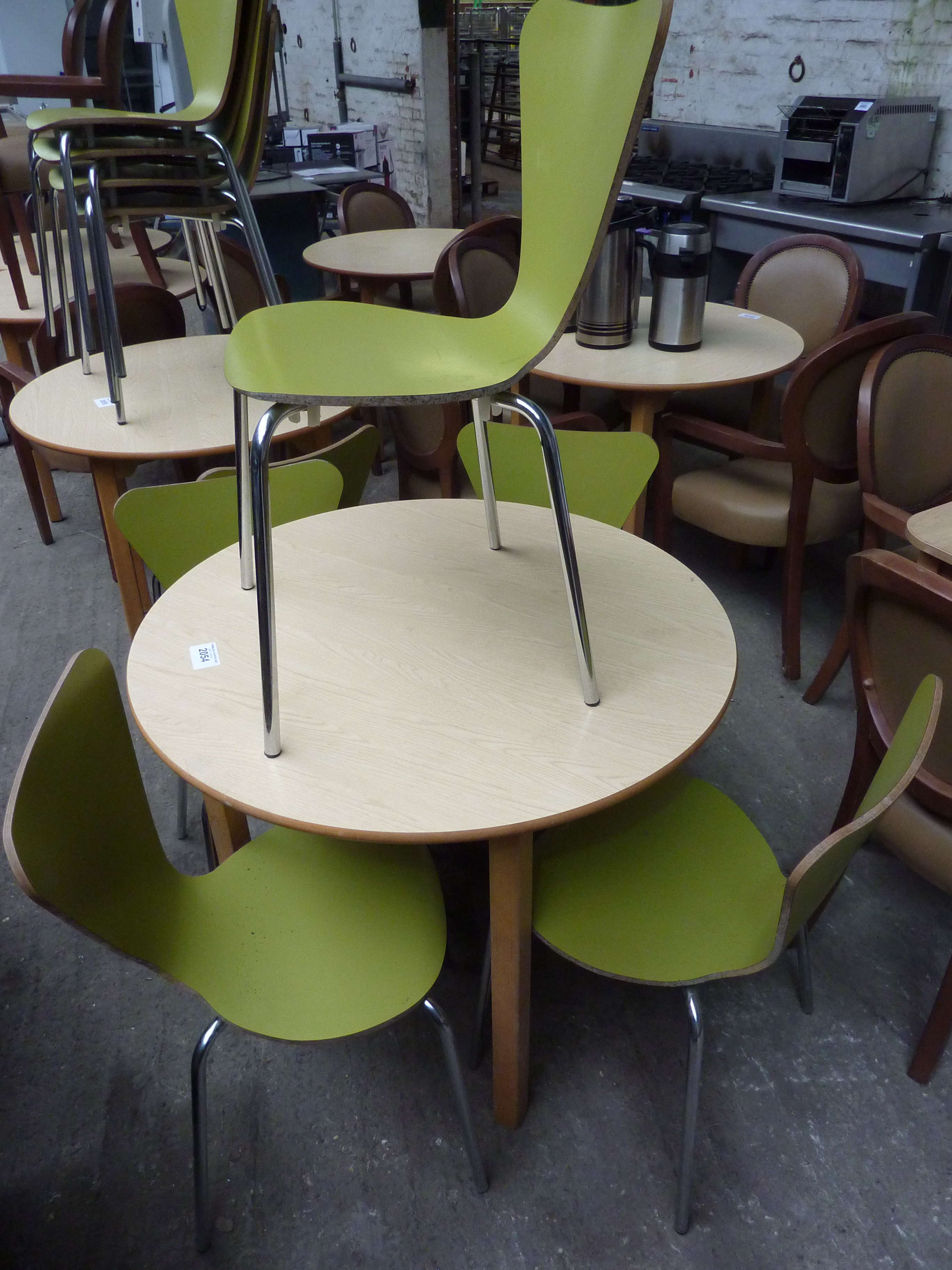 Wooden table with 5 wooden chairs