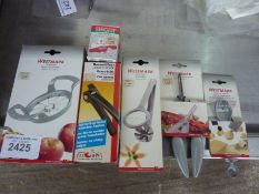 Lobster crackers, garnishing tool, can openers, egg cutter and apple cutter
