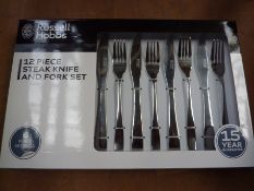 Twelve piece Russell Hobbs Steak knife and fork set.