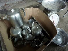 Stainless steel tea pots; milk pots and scales